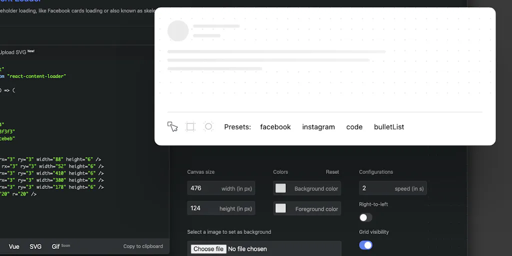Secleton Loading Placeholders Placeholder Loader Creator: SVG component editor to create skeleton ...