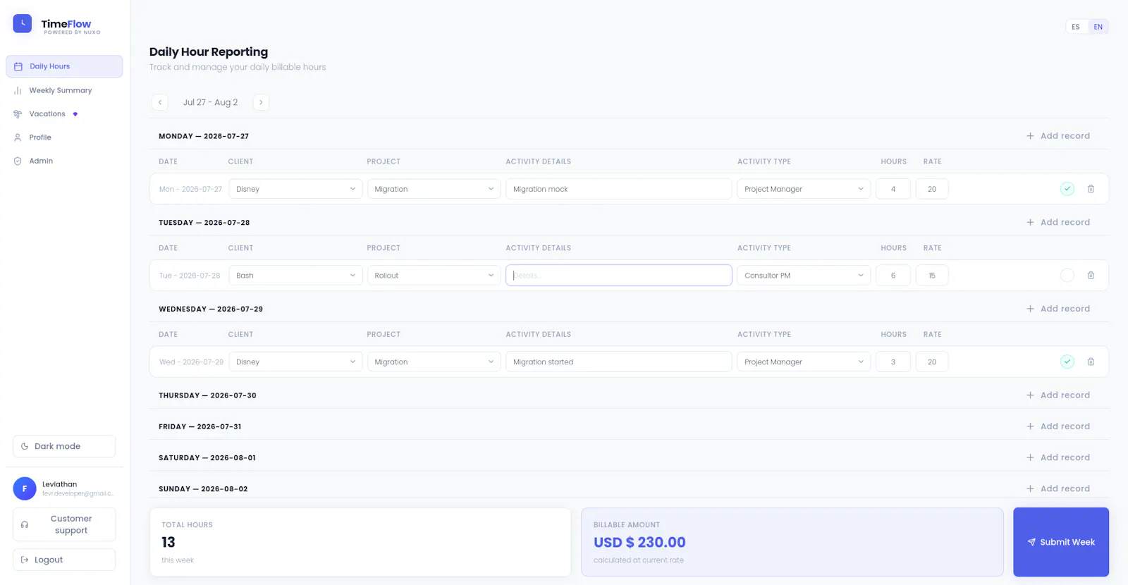 TimeFlow by NUXO. screenshot 2