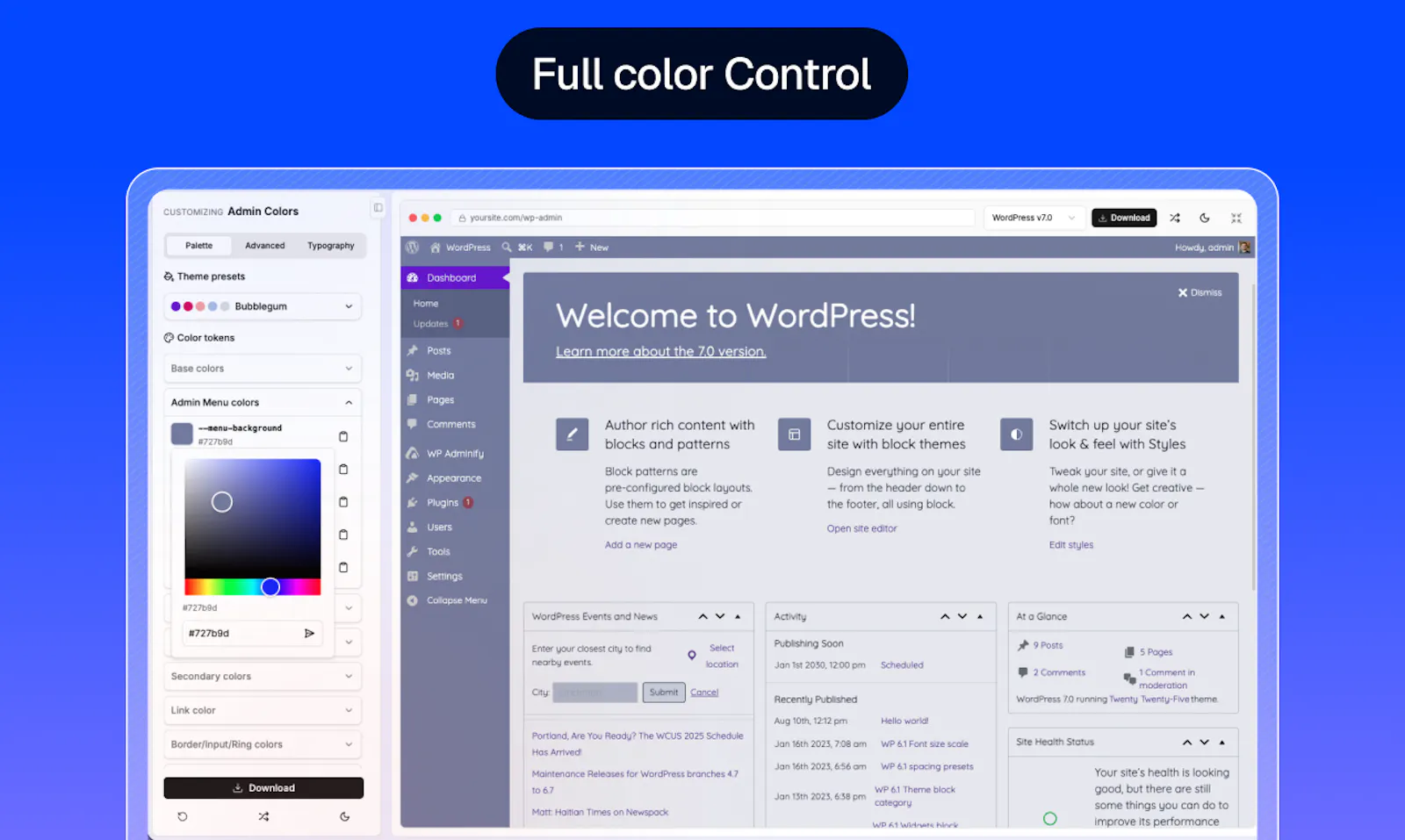 WordPress Admin Color Scheme Generator screenshot 4