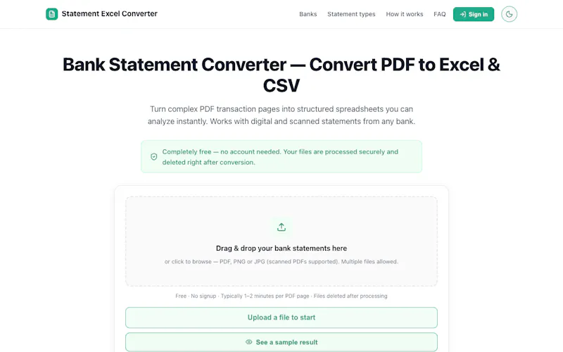 Statement Excel Converter screenshot 1