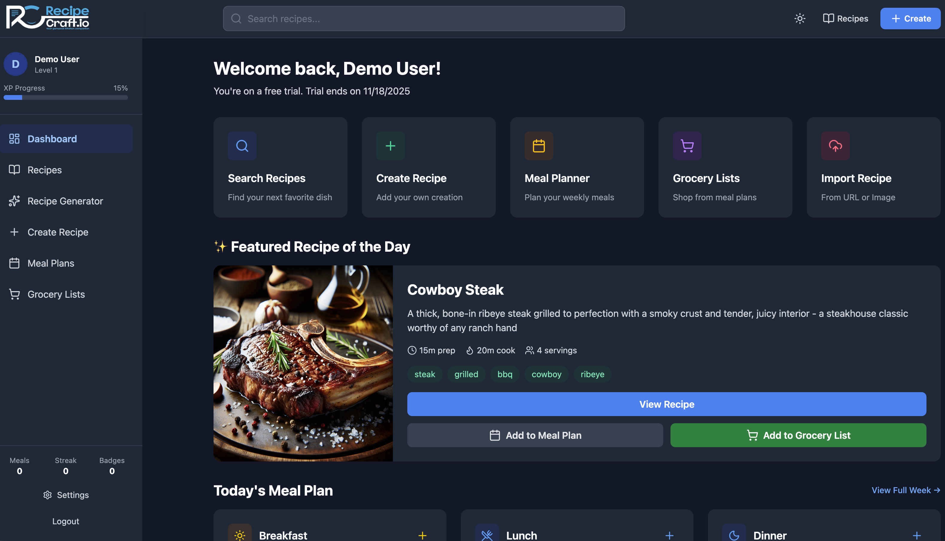 RecipeCraft.io - Screenshot 2 showing product features and functionality