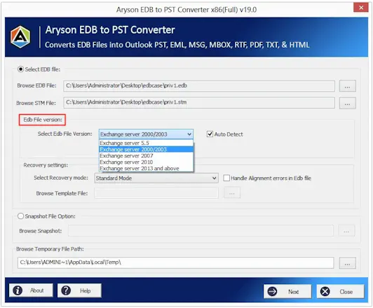 Aryson EDB to PST Converter gallery image