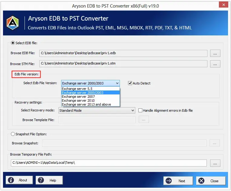 Aryson EDB'den PST Dönüştürücüsüne medya 2