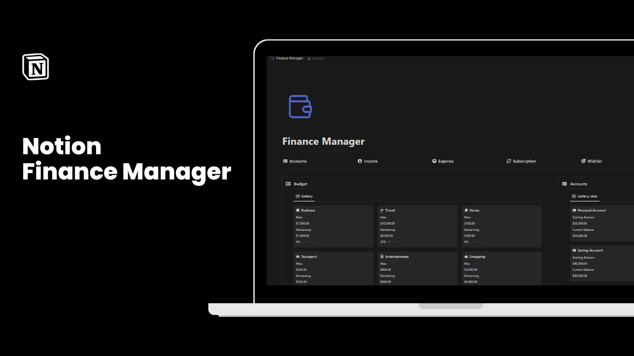 개념 Ultimate Finance Manager - Notion Finance Manager와 함께 재무를 통제하십시오 미디어 3