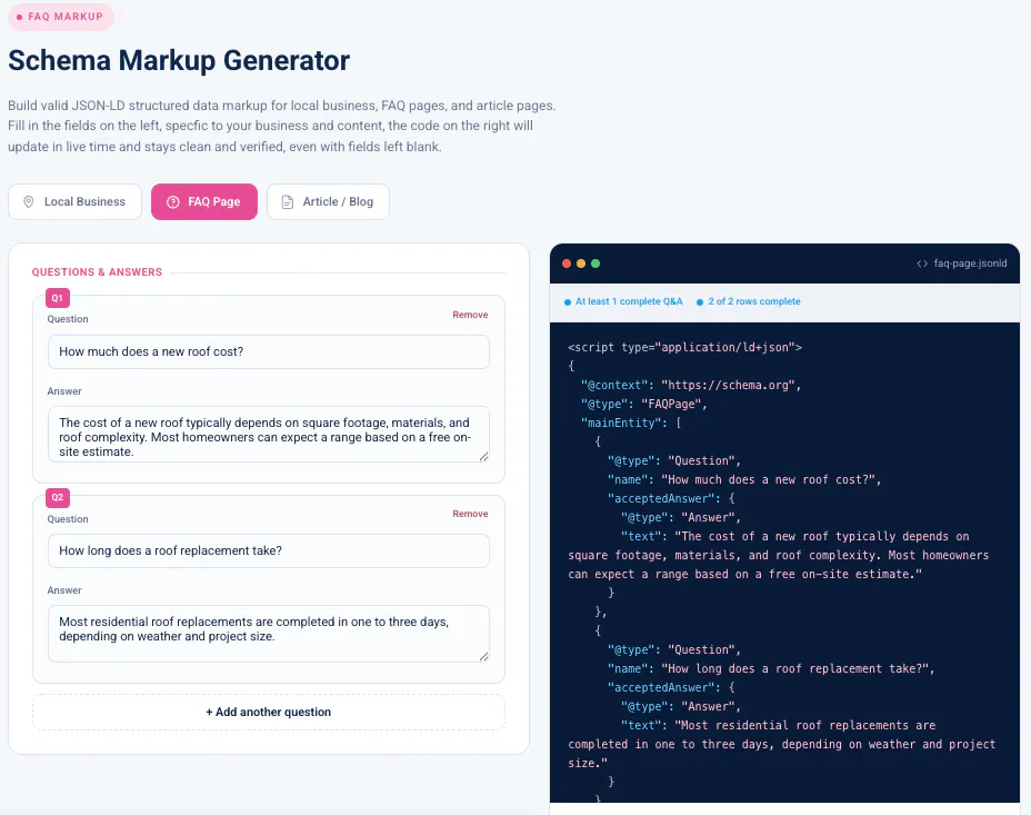 JSON-LD Schema Markup Generator screenshot 3