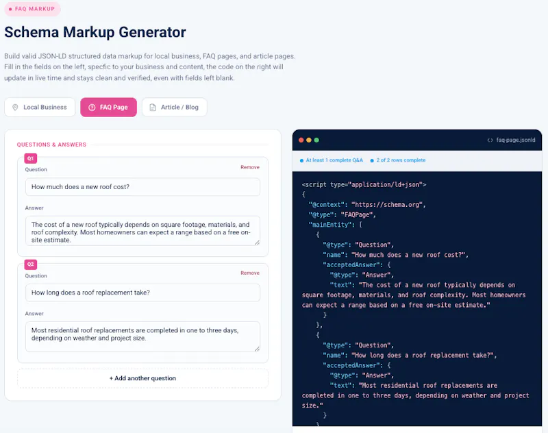 JSON-LD Schema Markup Generator screenshot 3