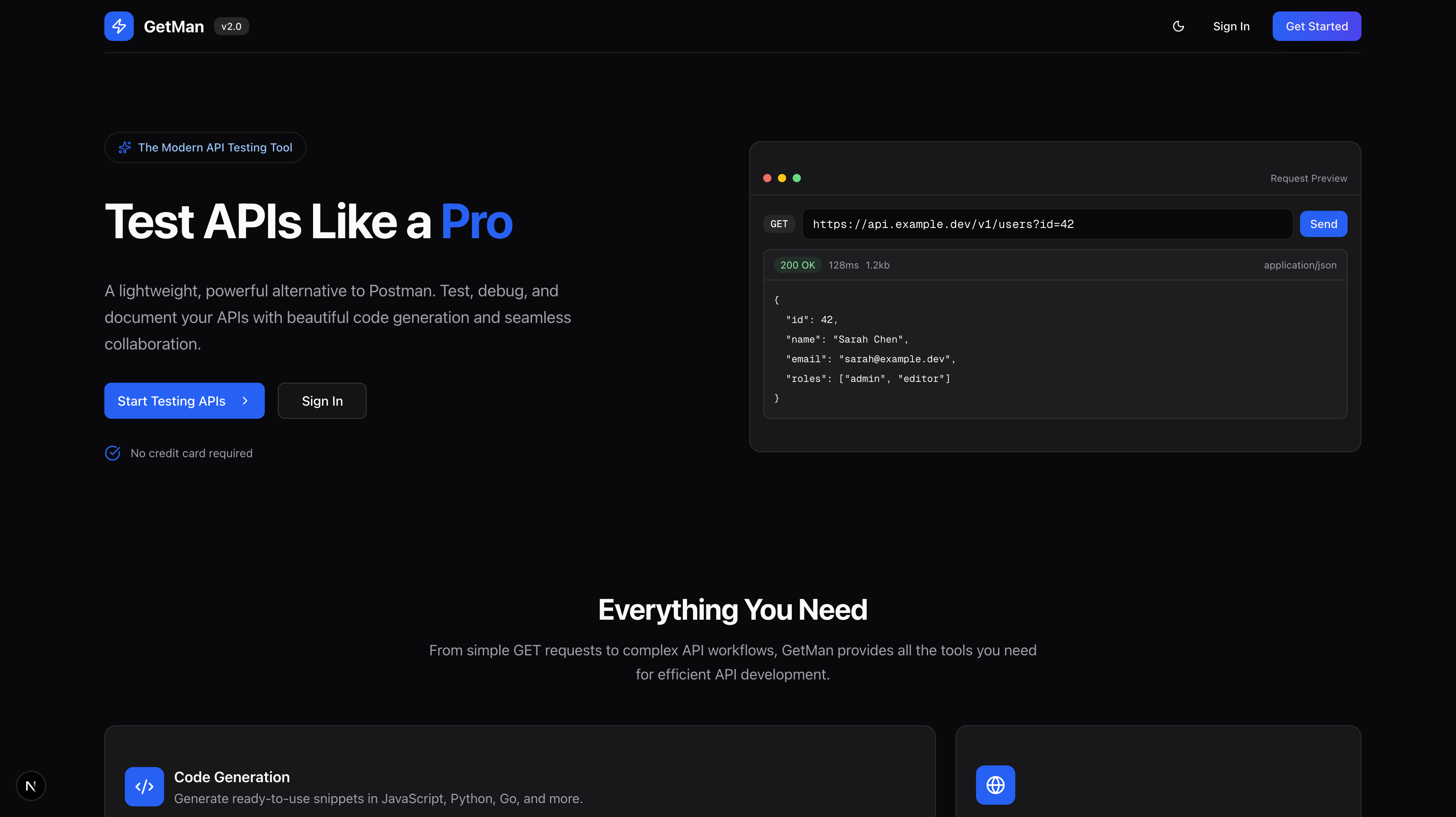 Mídia 1 de Getman - Painel de teste de API