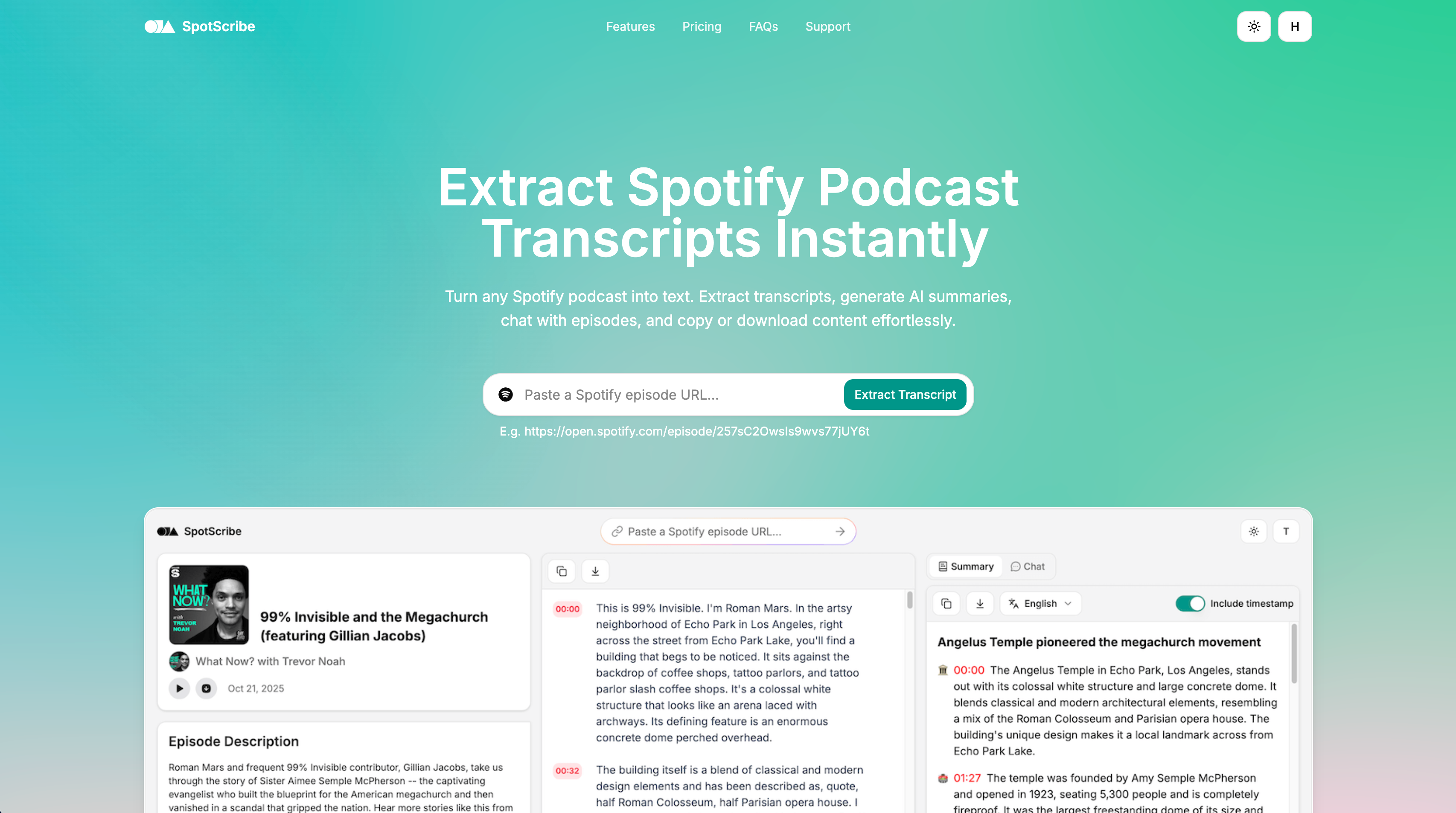 SpotScribe - Main screenshot showing features and interface