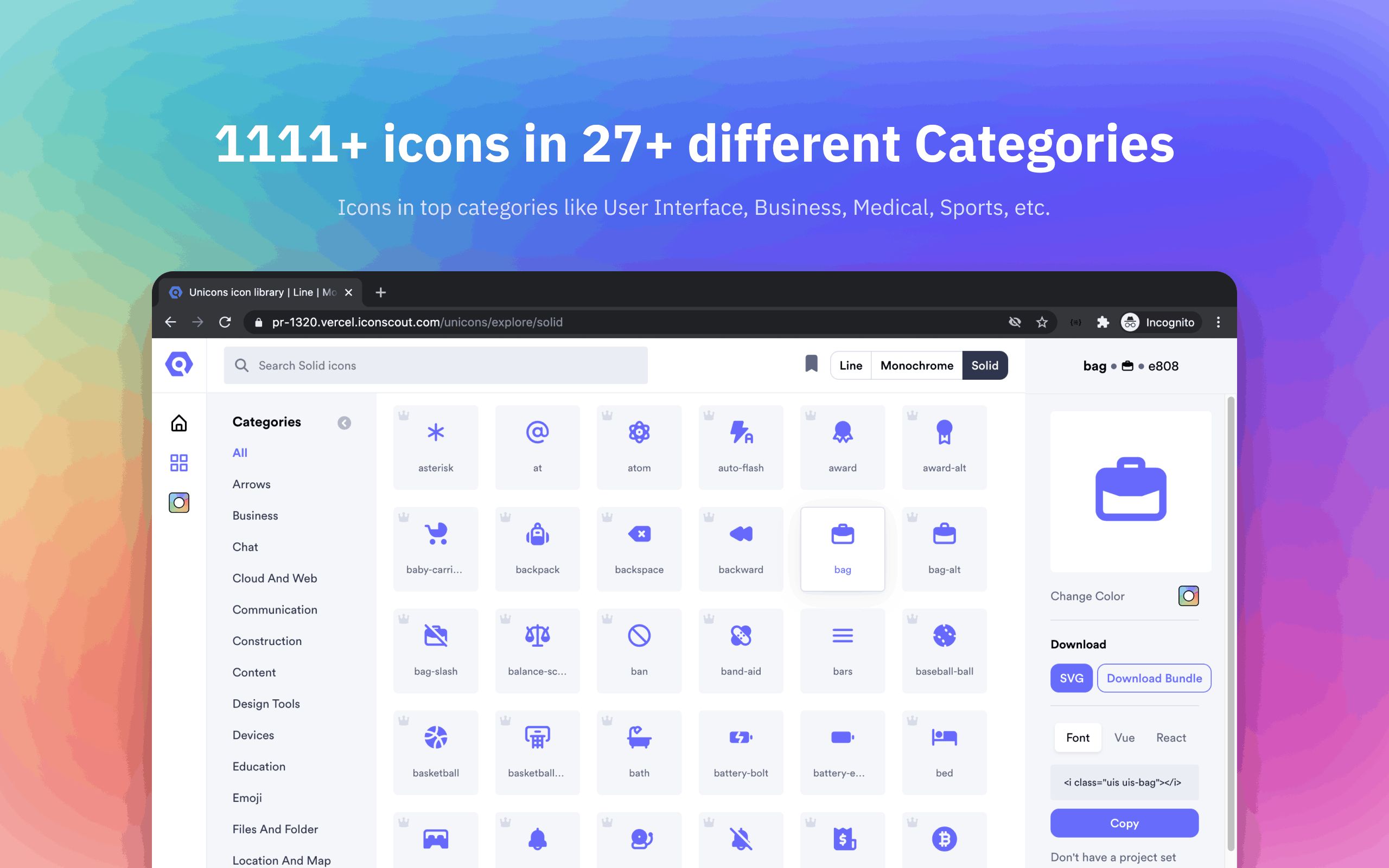 Unicons Solid 1111 Customizable Solid Icons Library Product Hunt