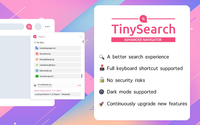 Mídia 3 de TineSearch - navegador avançado - Estenda a funcionalidade de pesquisa interna do navegador.