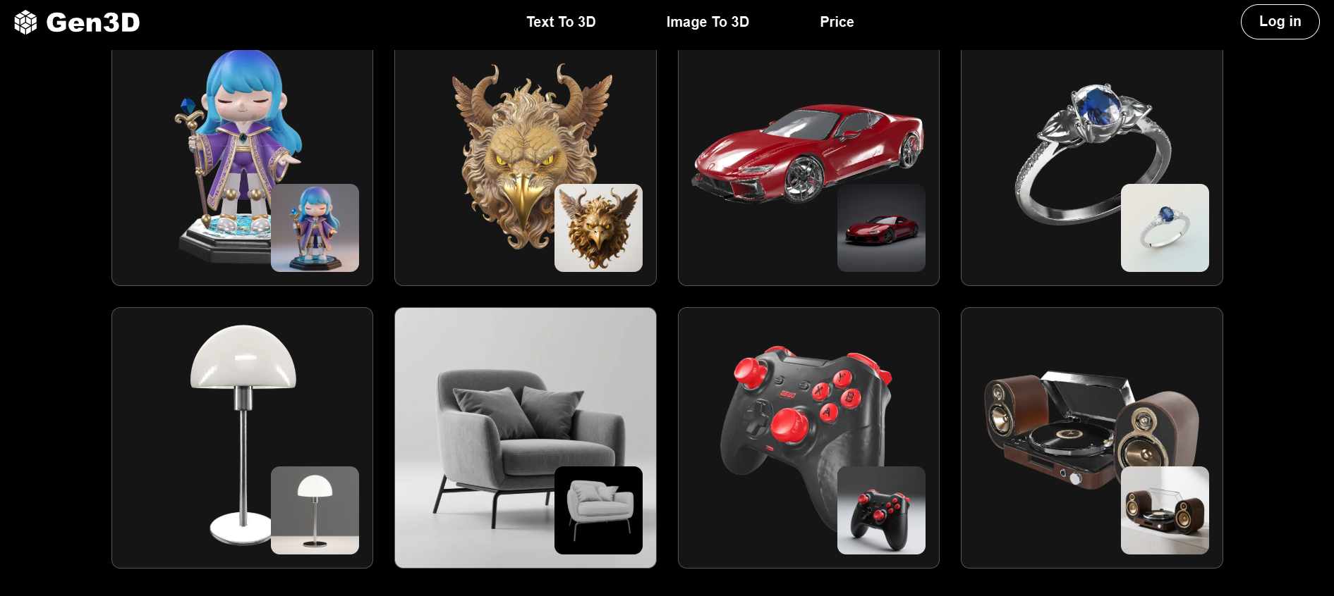 Gen3D -AI 3D发电机 - AI 3D发电机图像至3D＆TEXT to 3D在秒内|Gen3d媒体3