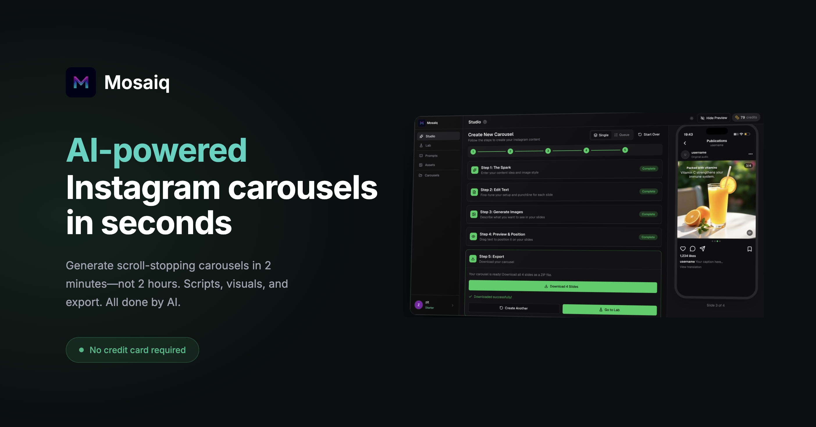 Mosaiq - Main product screenshot demonstrating key features and user interface