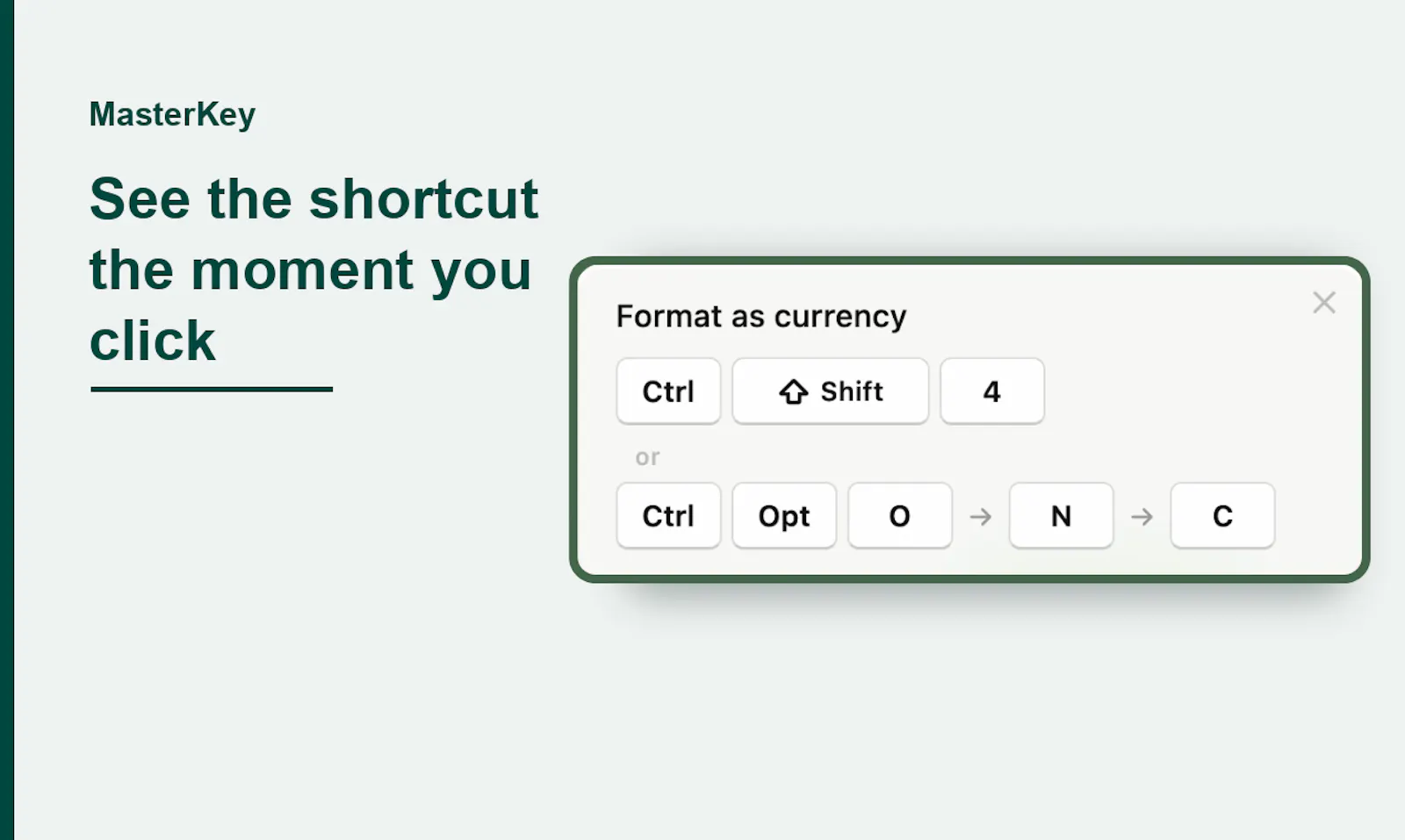 MasterKey — Shortcut coach for Sheets screenshot 2