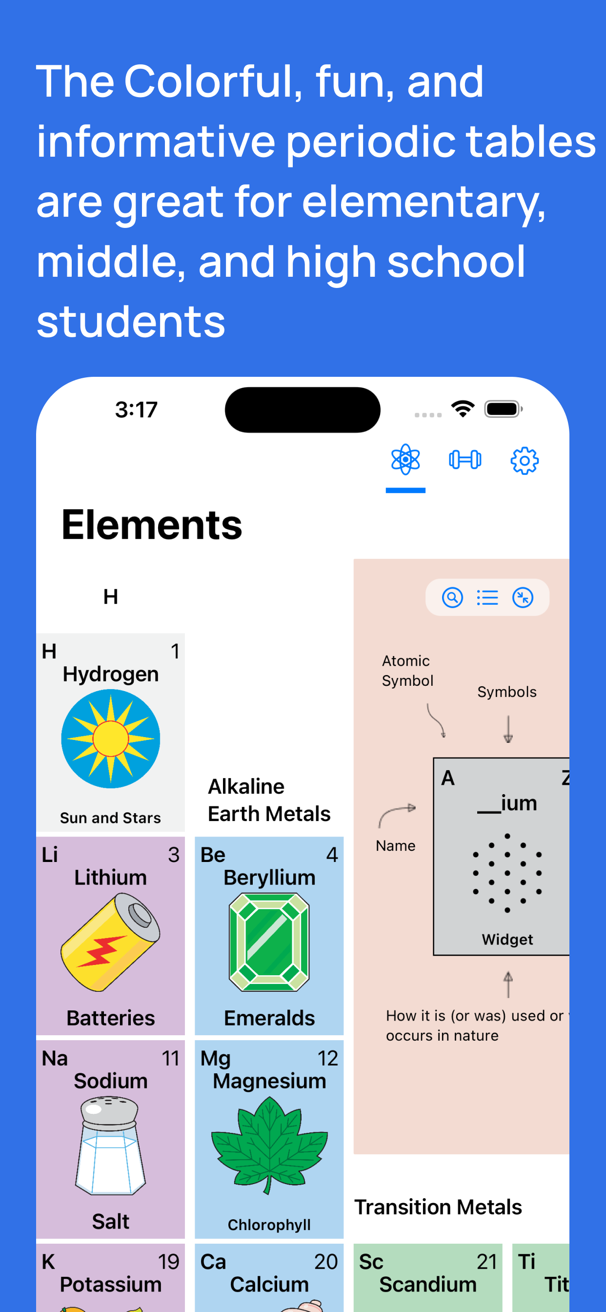 Tavolo periodico di elementi magici - Istruzione media 1
