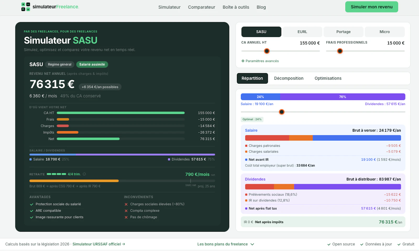 simulateurFreelance screenshot 2