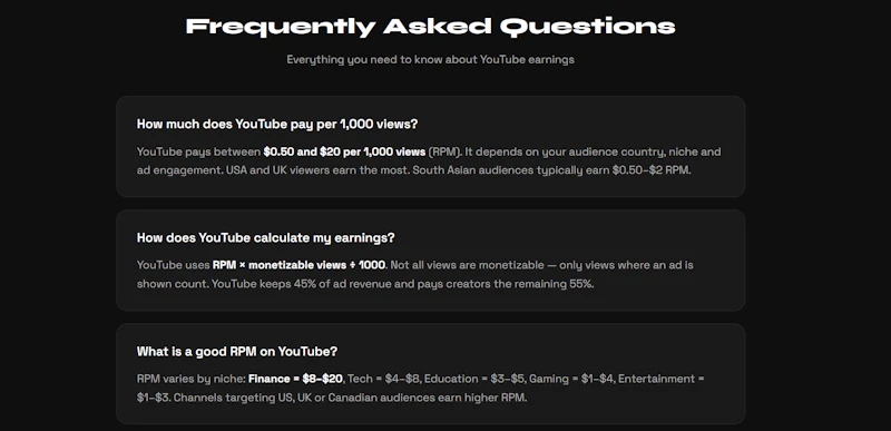 YouTube money calculator screenshot 3