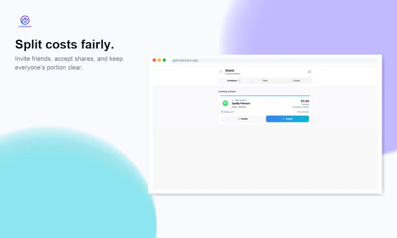 SubShare: Subscription Tracker screenshot 4