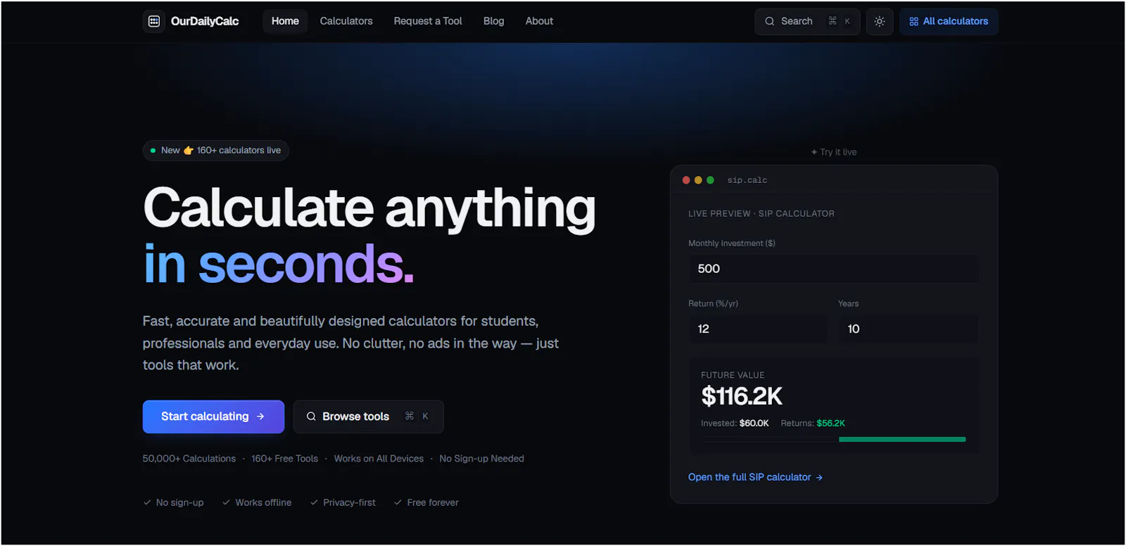 OurDailyCalc screenshot 1