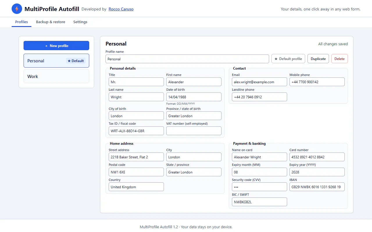 MultiProfile Autofill
