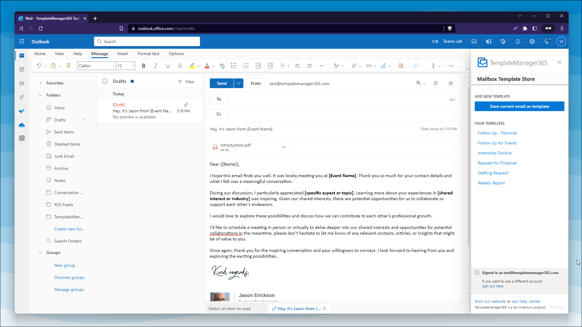 TemplateManager365 - 免費，簡單的Outlook加載項，用於管理電子郵件模板 media 2
