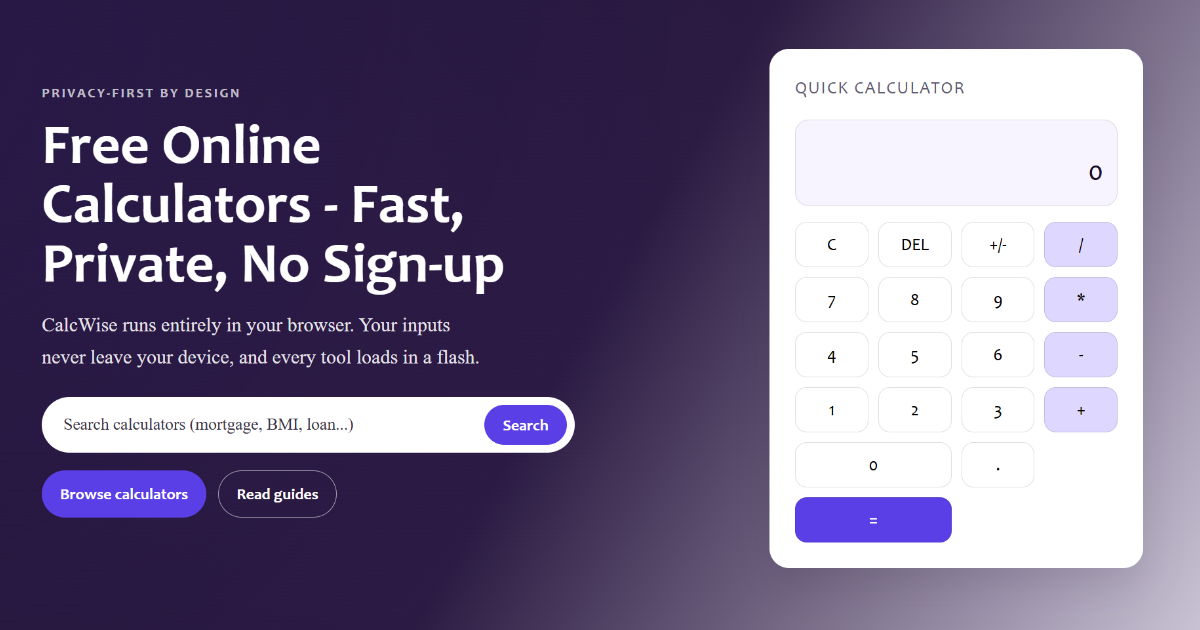 CalcWise - Main product screenshot demonstrating key features and user interface