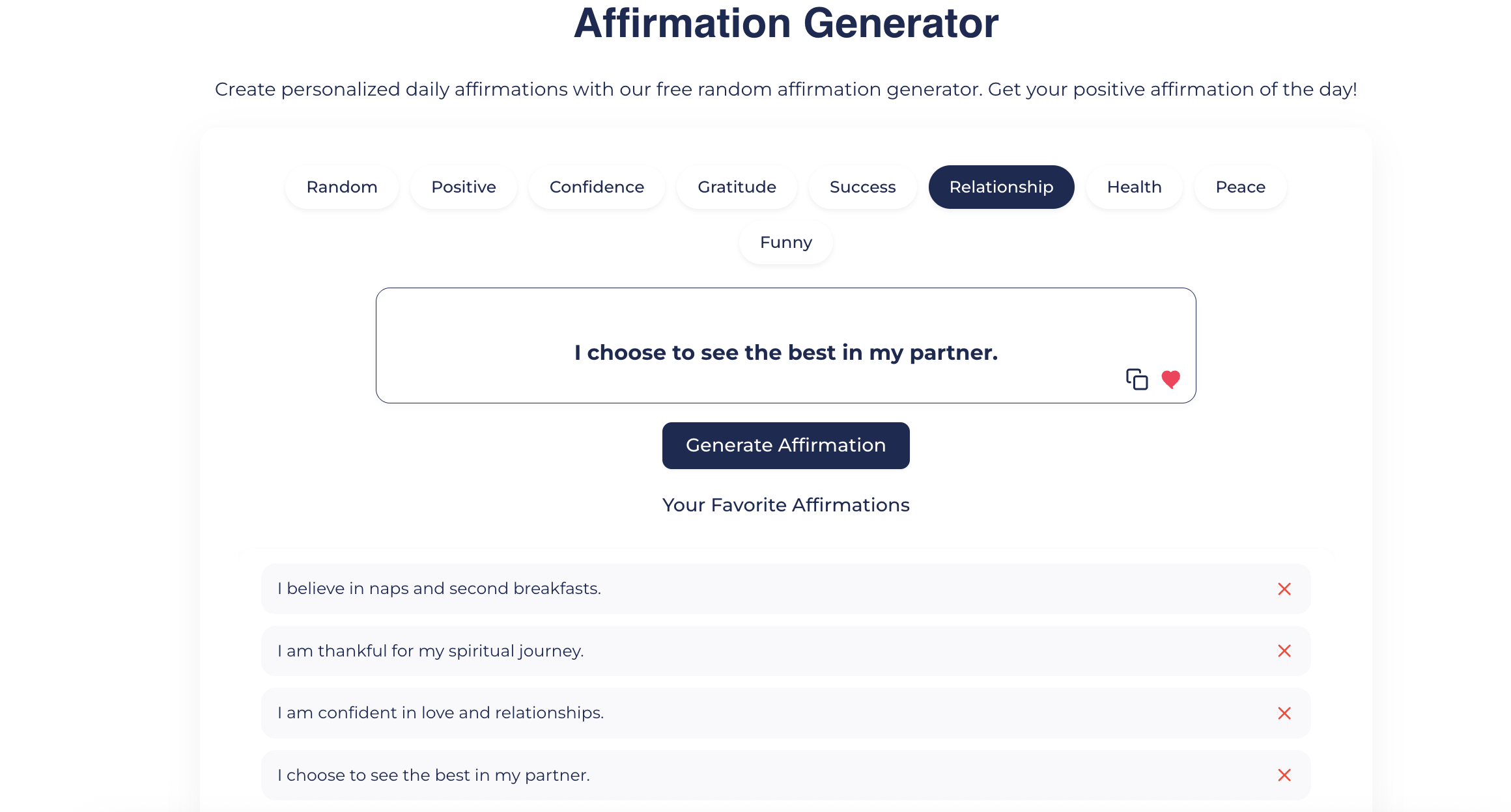Affirmation Generator by AffirmationFlow - Screenshot 2 showing product features and functionality