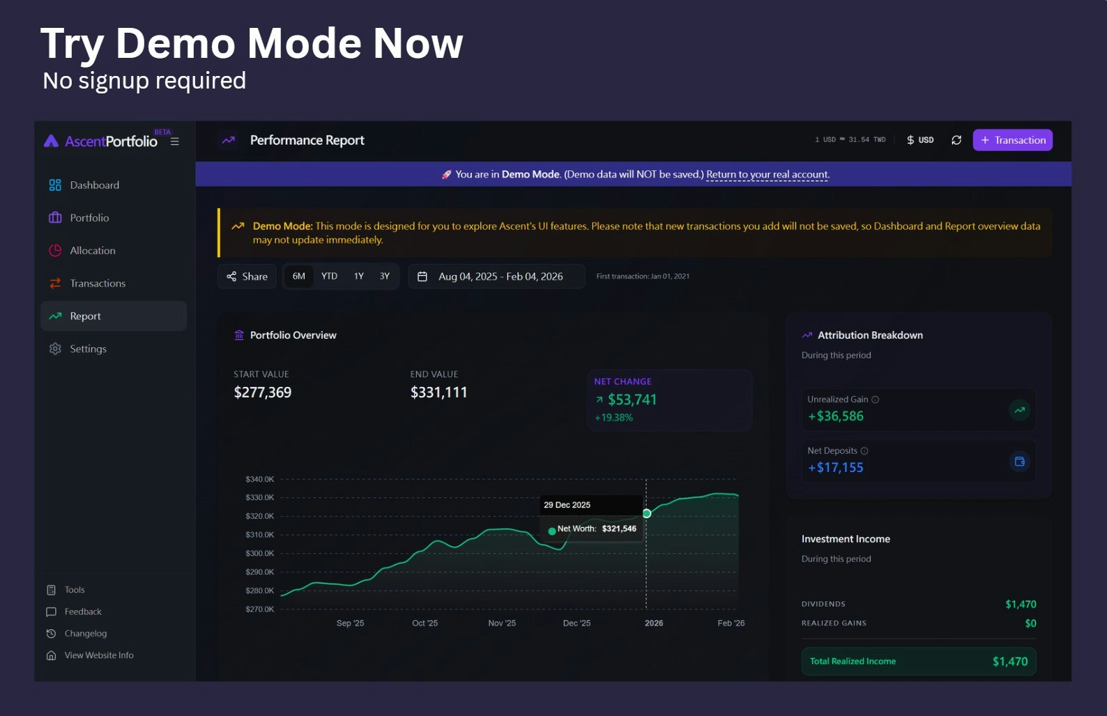 AscentPortfolio - Screenshot 2 showing product features and functionality
