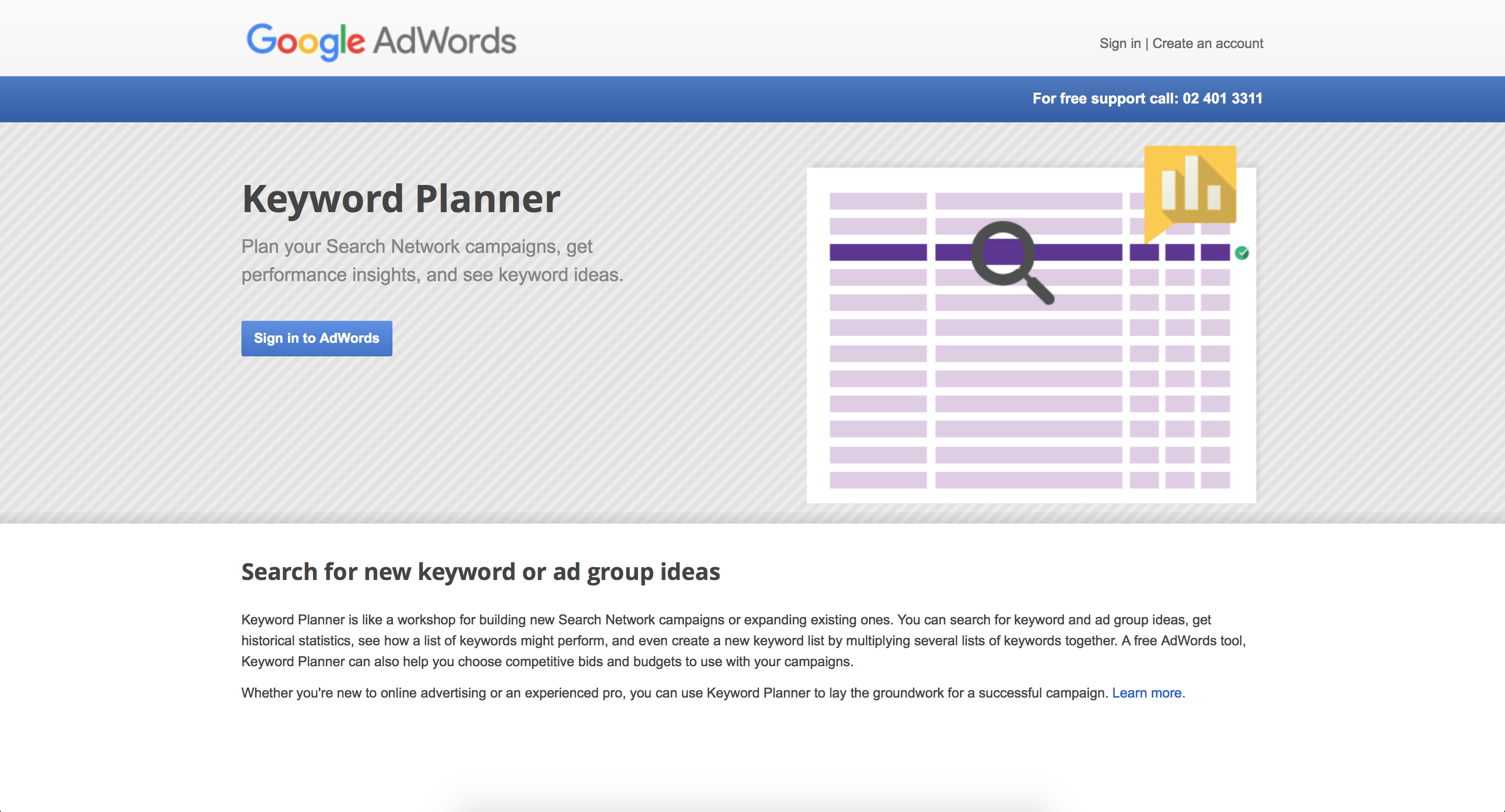 Google AdWords Keyword Planner