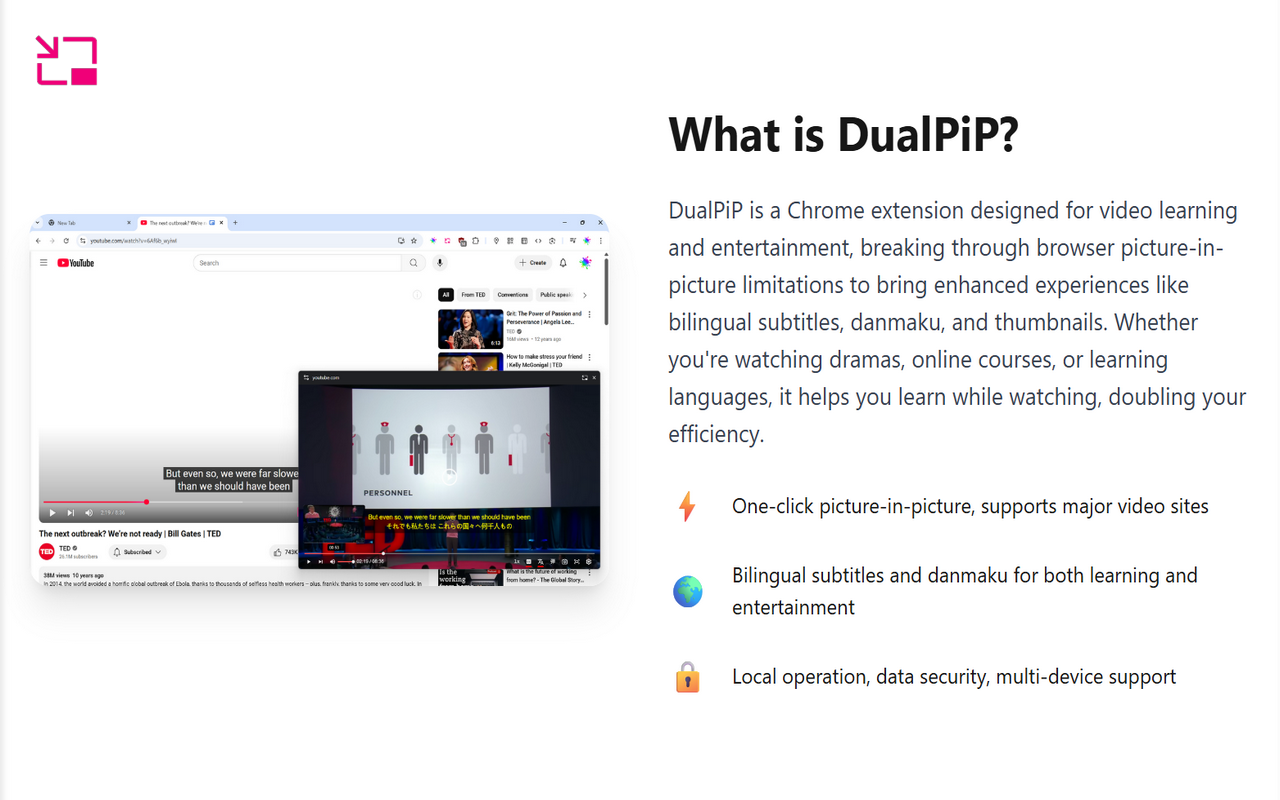 dualpip - คำบรรยายสองภาษาผู้เล่นภาพในภาพ media 2