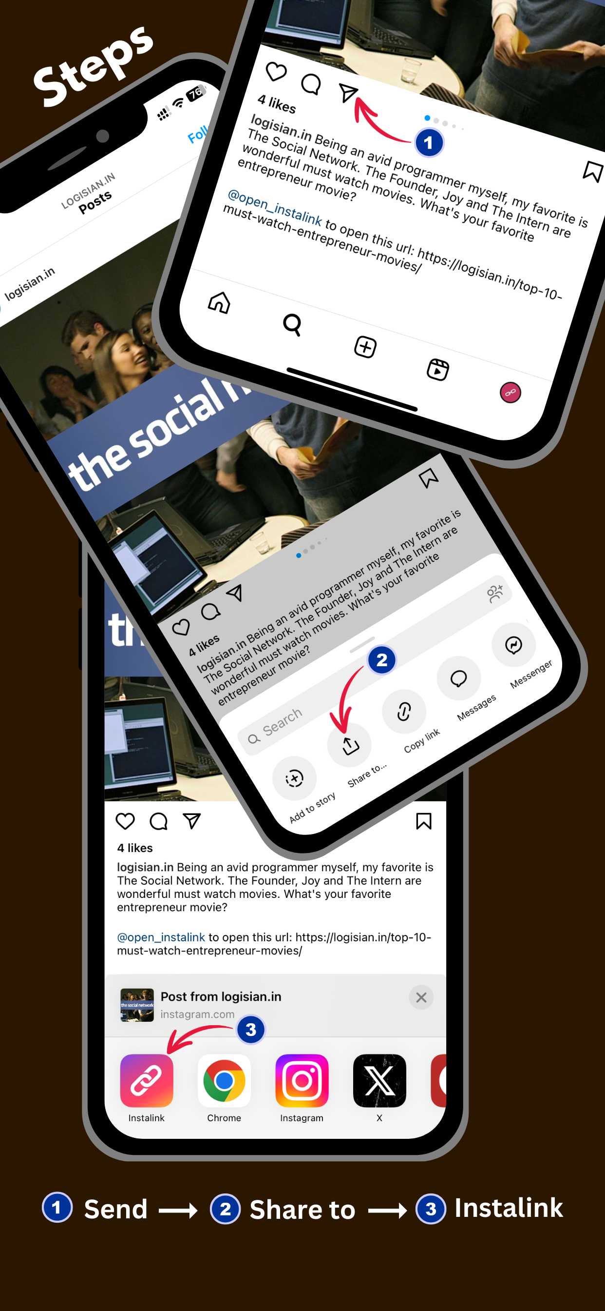 Instalink - Instagram yayınlarında URL'leri açın media 3