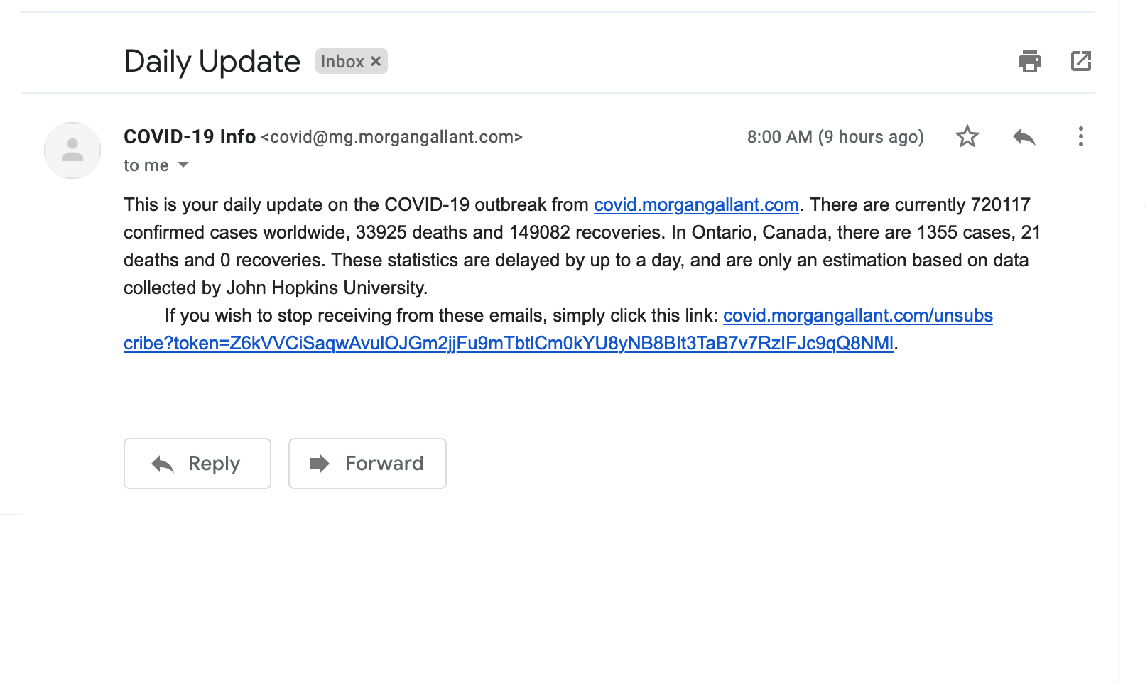 COVID-19 - Daily Email Updates gallery image