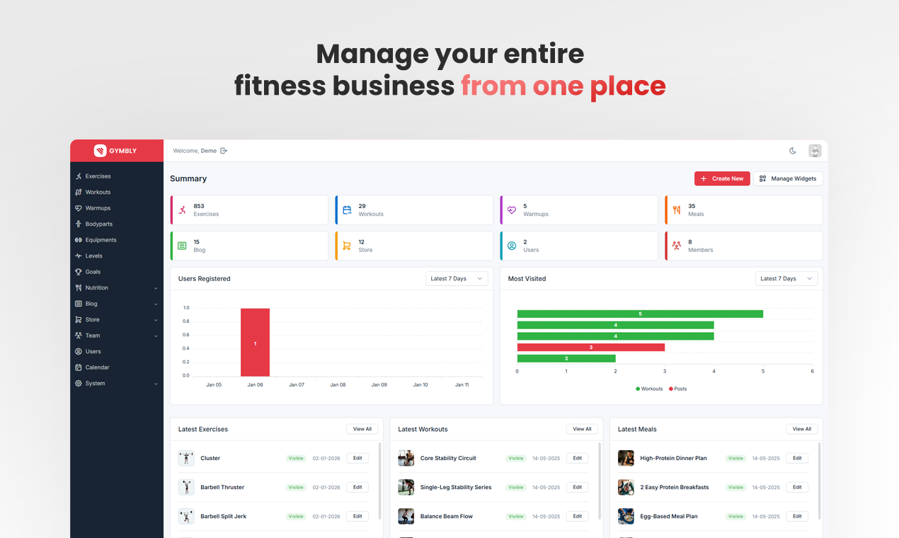 Gymbly.io - Screenshot 2 showing product features and functionality