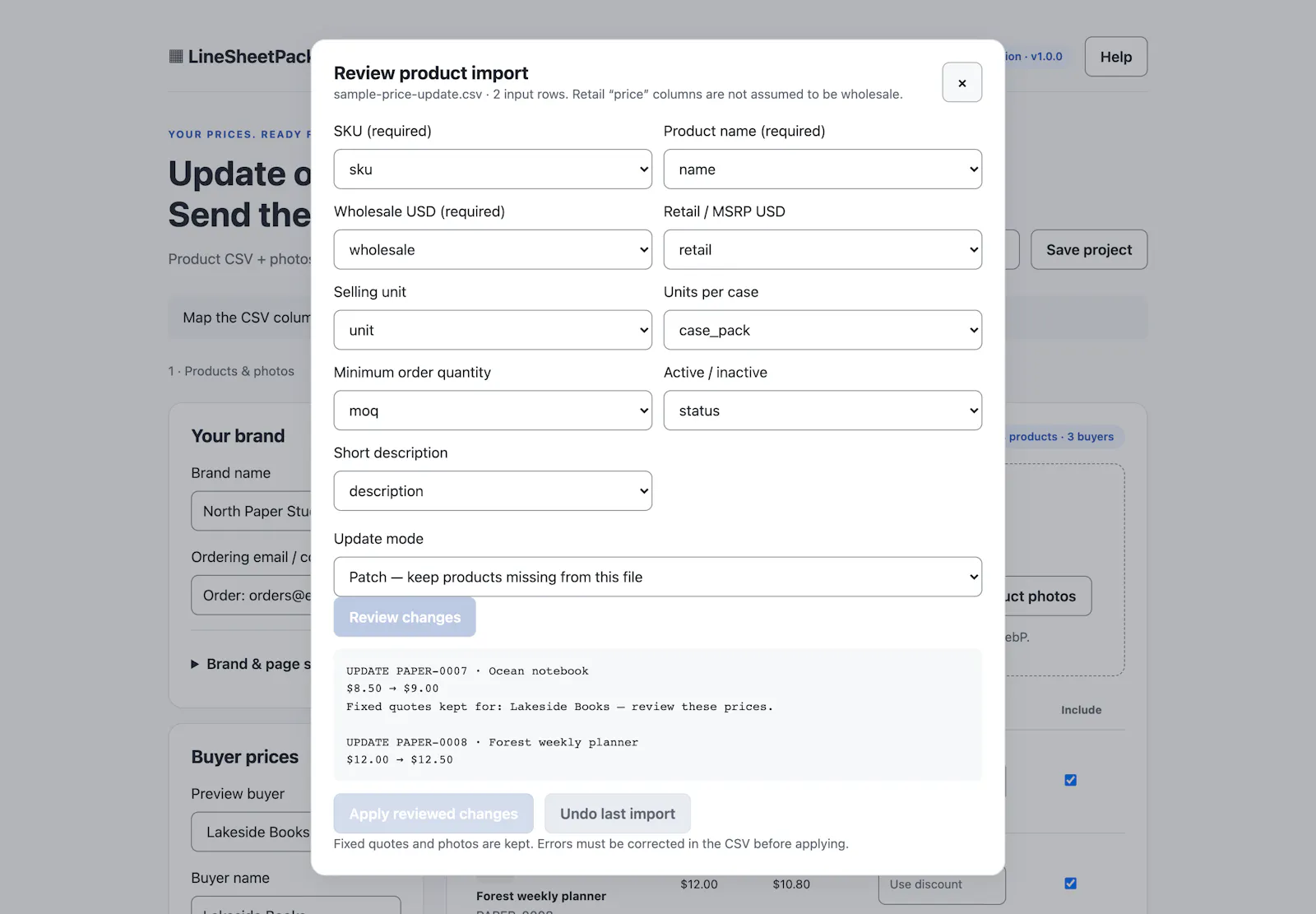 LineSheetPack screenshot 3
