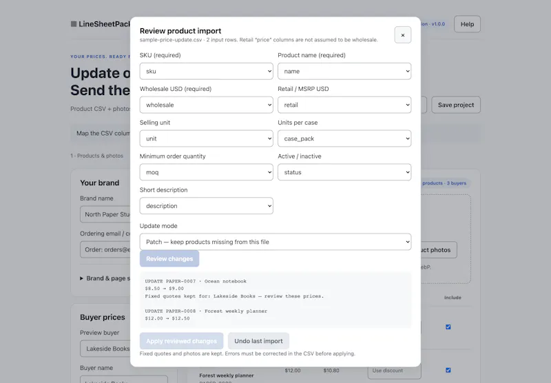 LineSheetPack screenshot 3