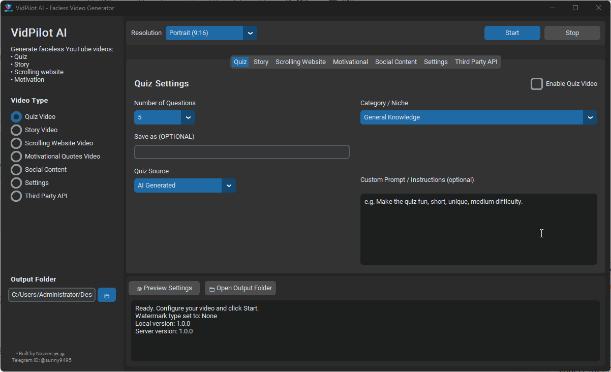 VidPilot AI - Faceless Video Generator - Main product screenshot demonstrating key features and user interface
