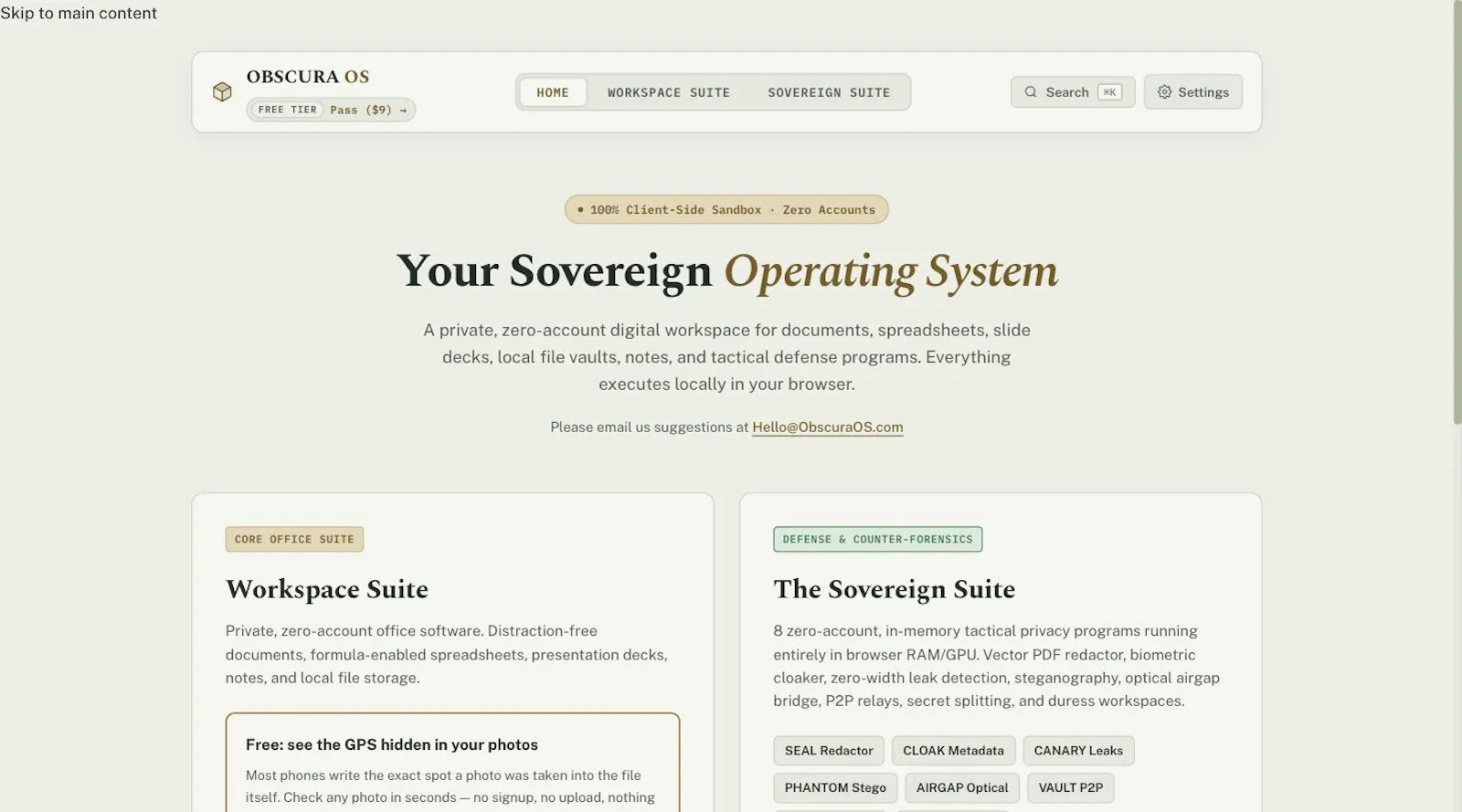 OBSCURA OS screenshot 2