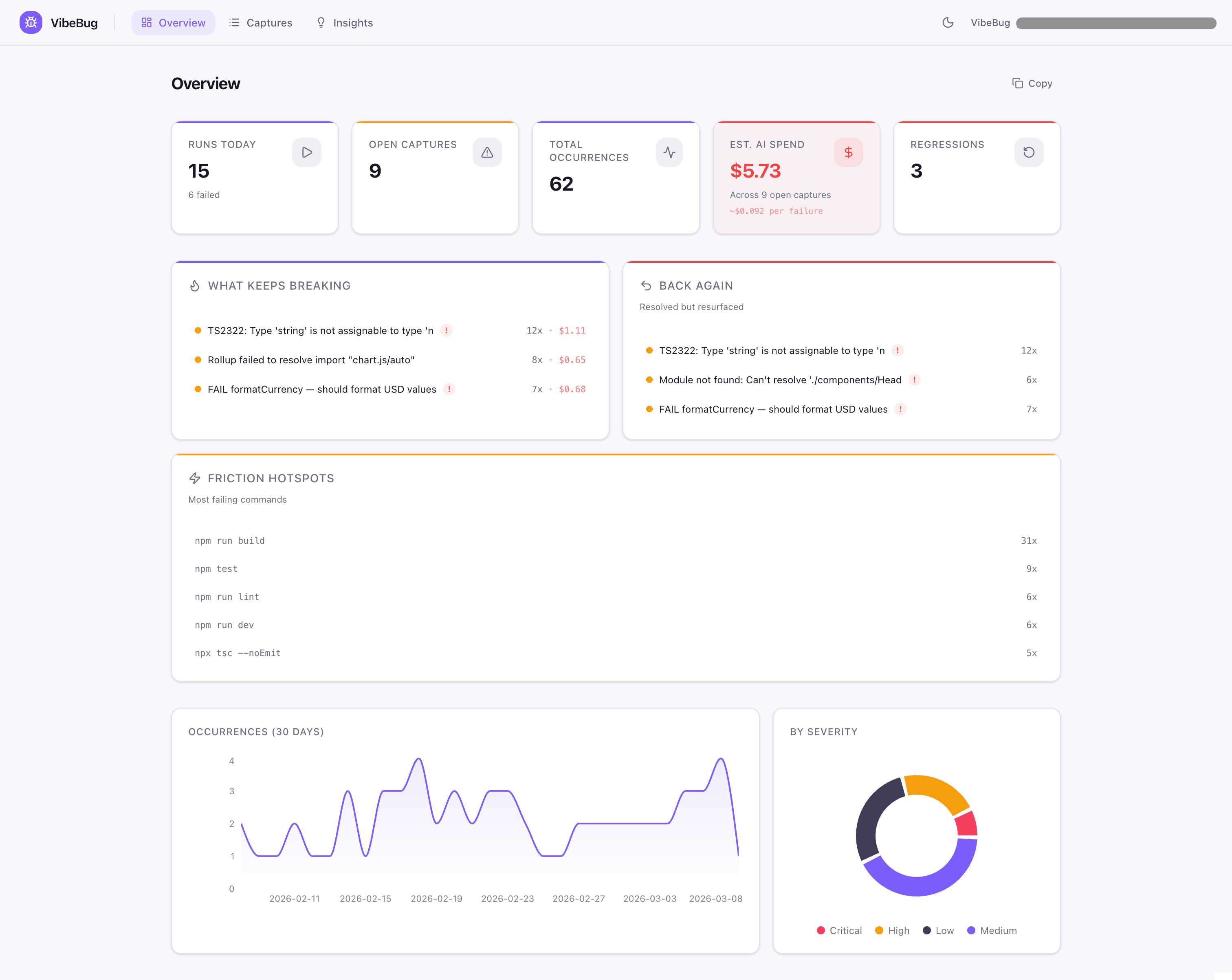 VibeBug - Main product screenshot demonstrating key features and user interface