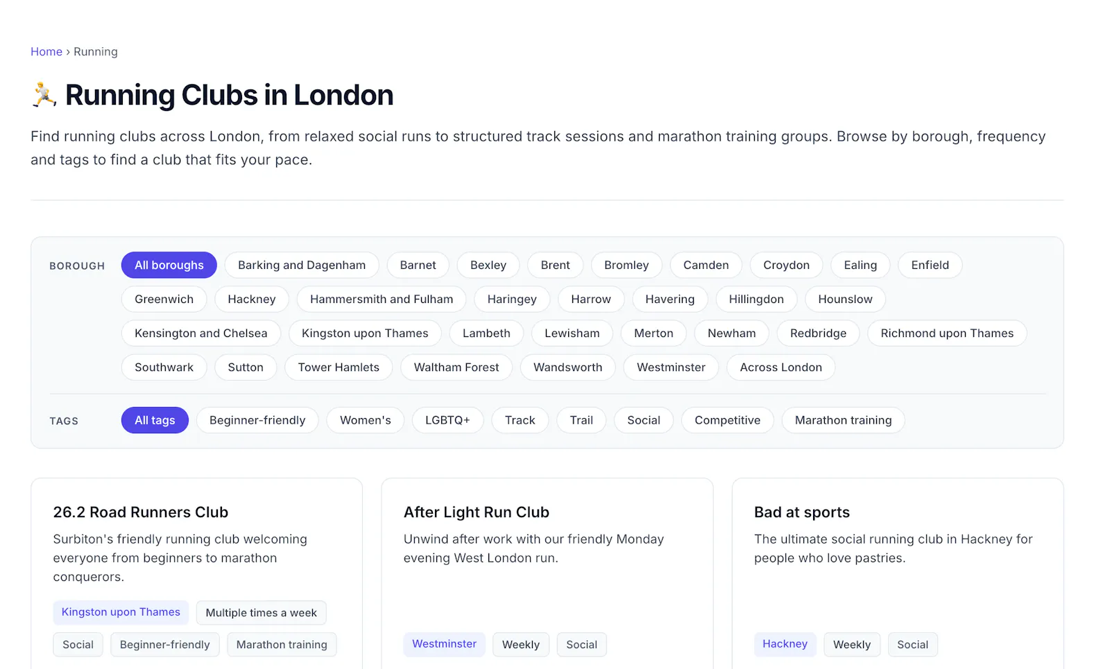 LondonSocialClubs.com screenshot 2