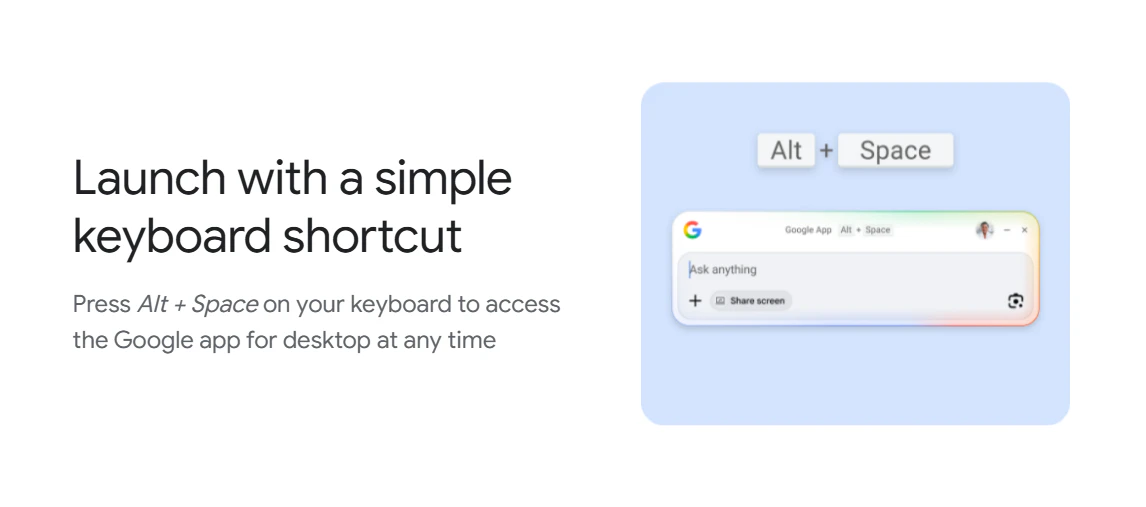 Google app for desktop screenshot 2