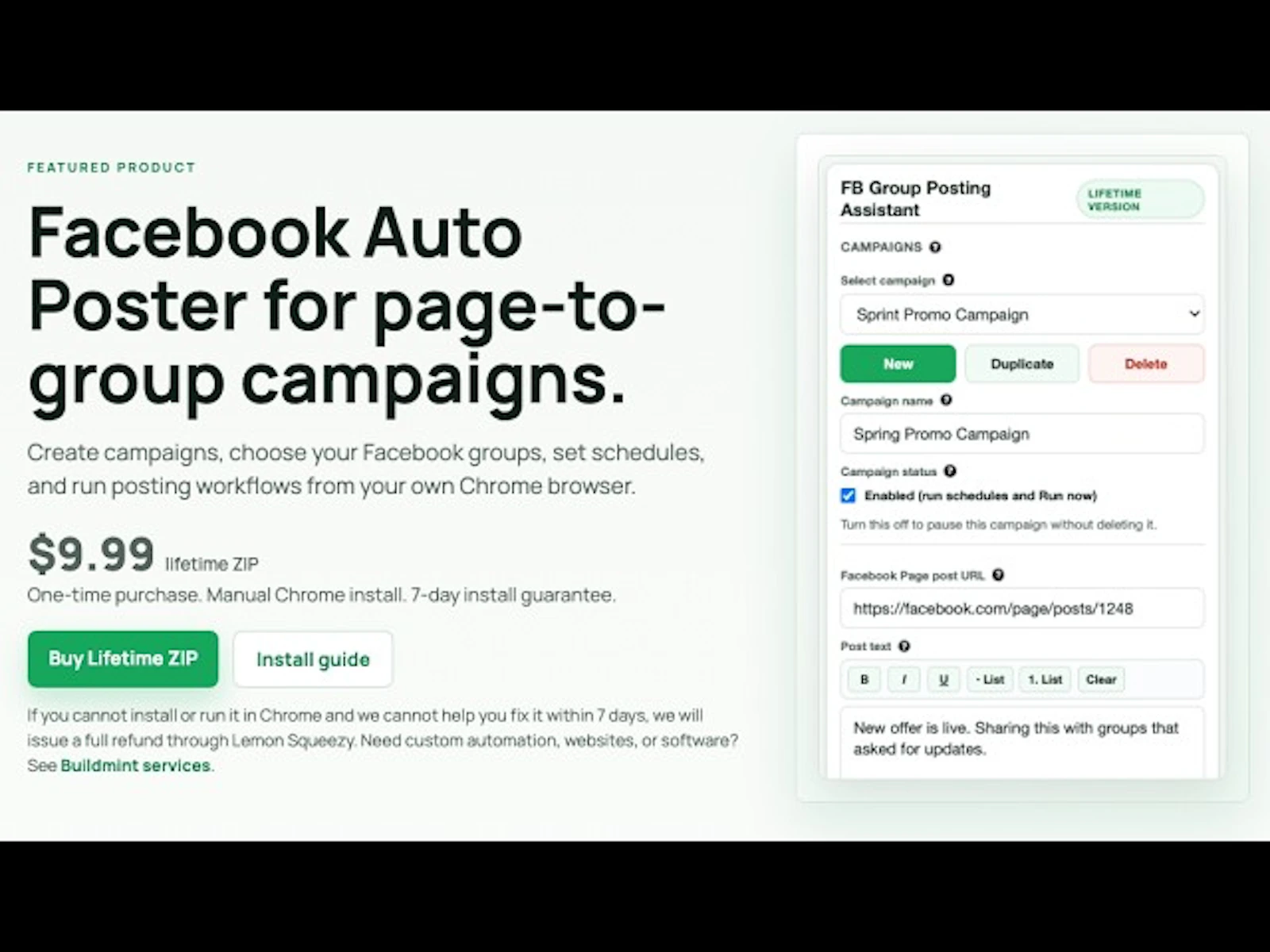 GetBuildMint Facebook Auto Poster screenshot 1 (video preview)