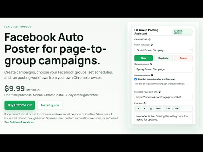 GetBuildMint Facebook Auto Poster screenshot 1 (video preview)