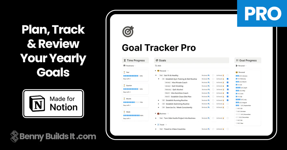 Goal Tracker Pro for Notion