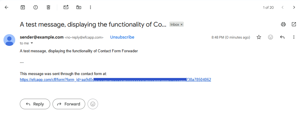 Contact Form Forwarder - Screenshot 4 showing product features and functionality