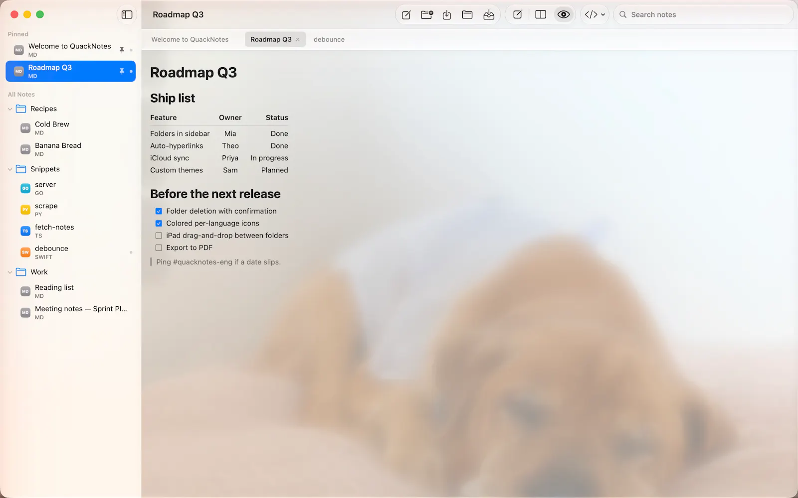 QuackNotes screenshot 3