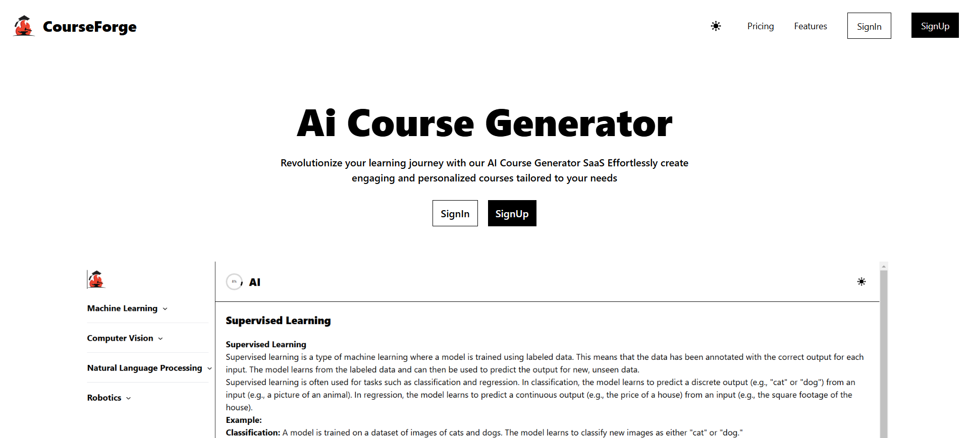 Média Cursée - Création de cours alimentée par Ai à vitesse légère 1