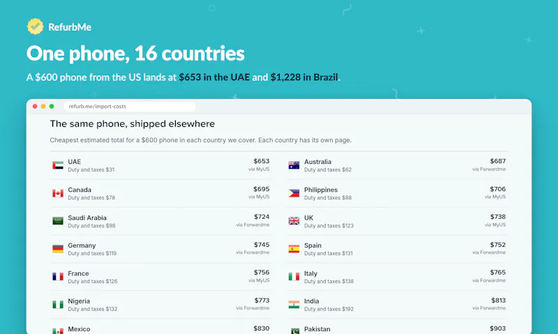 RefurbMe Import Costs screenshot 3
