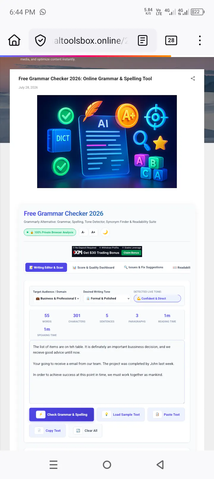 Free AI Grammar Checker screenshot