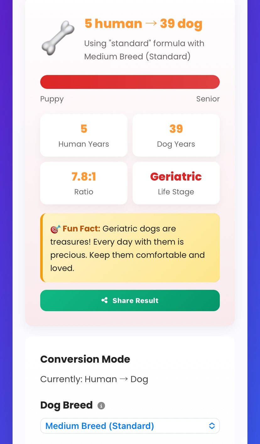 Dog Years Calculator gallery image