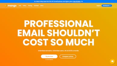 Mango Mailロゴ：Mango Mailの力を発見しましょう。これは中小企業向けの費用対効果の高いメールホスティングソリューションです。