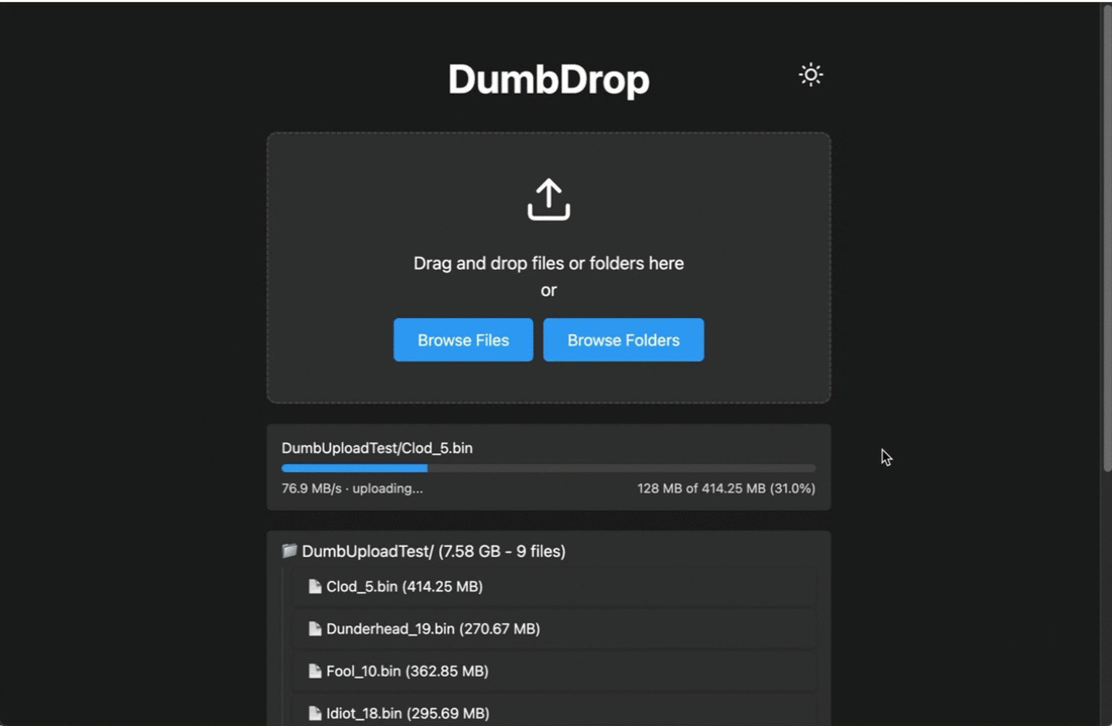 Caricamento dei file di Dumbrop per Windows - SongDrop/DumbDropWindows: Sicclorop Caricamento per Windows media 1